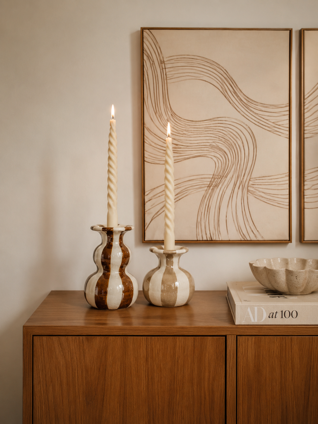 Kit Porta-Velas em Cerâmica - 2 peças