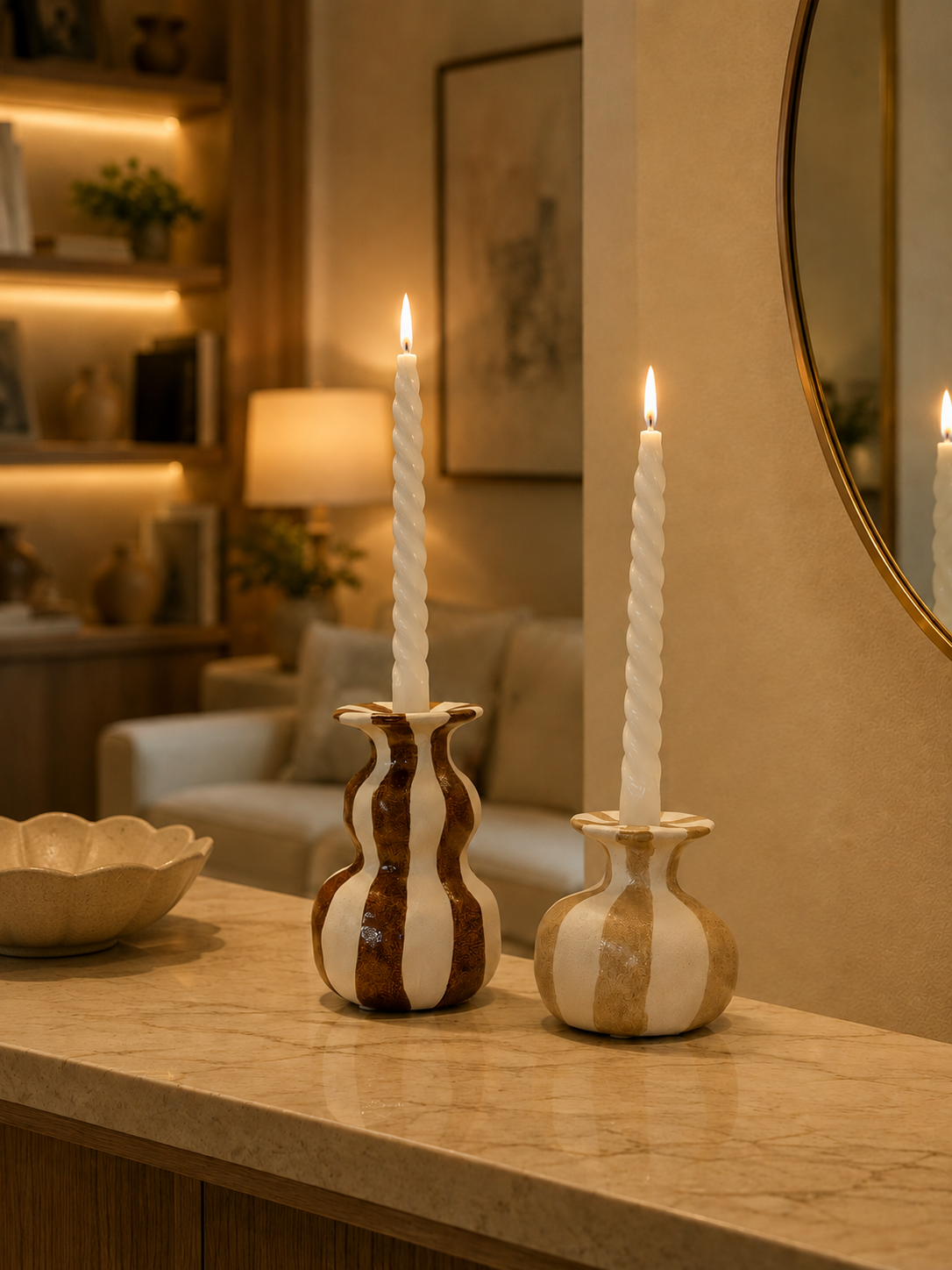 Kit Porta-Velas em Cerâmica - 2 peças
