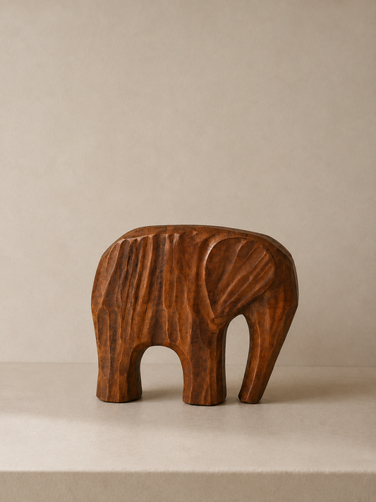 Escultura Elefante Decorativo em Madeira P