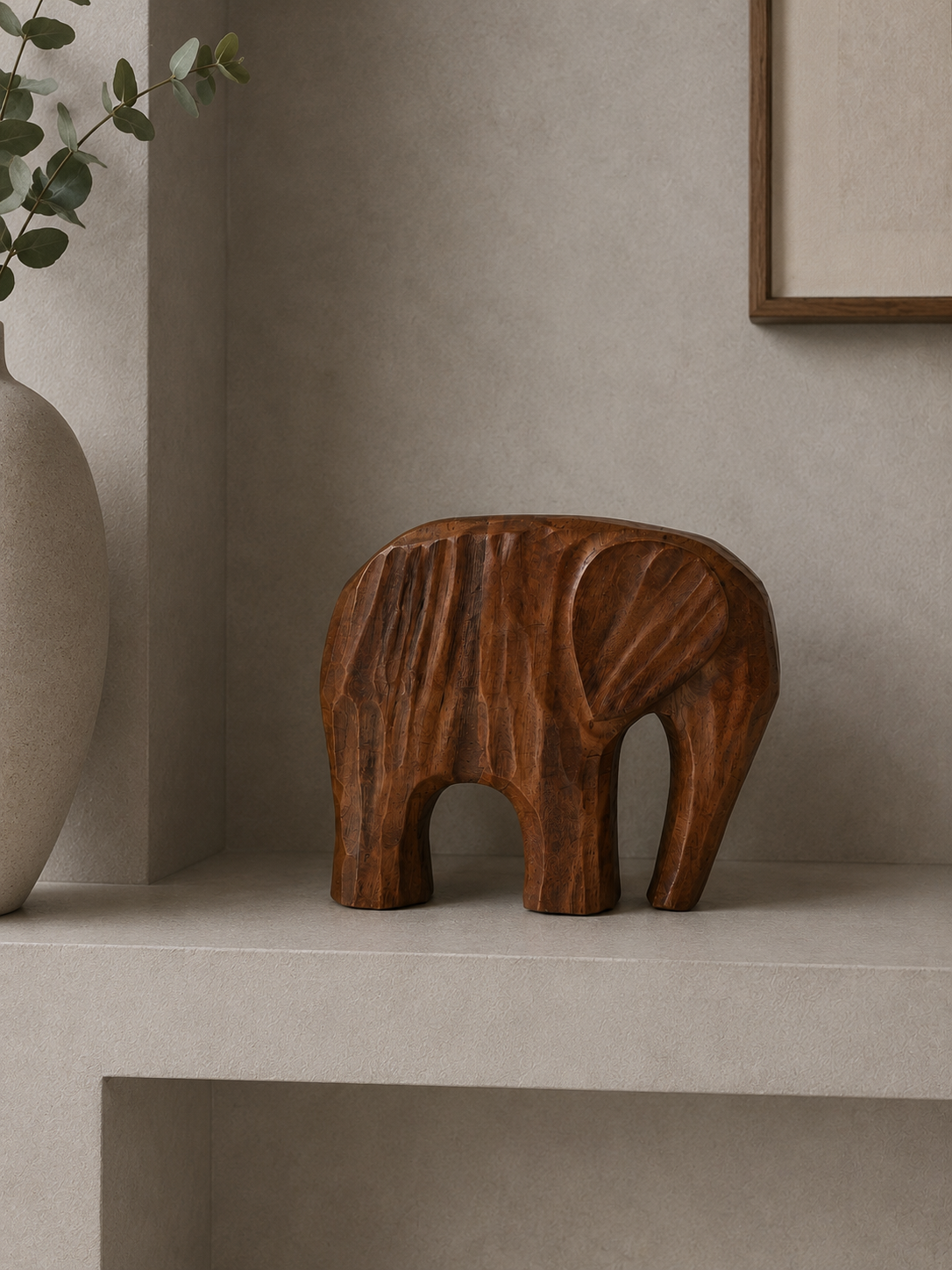 Escultura Elefante Decorativo em Madeira P
